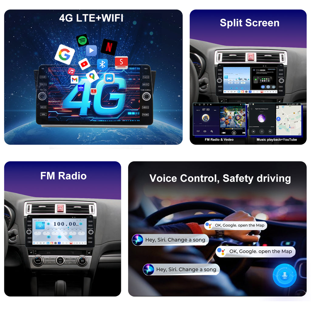 For Subaru Legacy 2015-2019 Radio upgrade,10.2-inch QLED  8-Core CPU,touch screen Stereo,Wireless CarPlay & Android Auto,keep OEM Controls