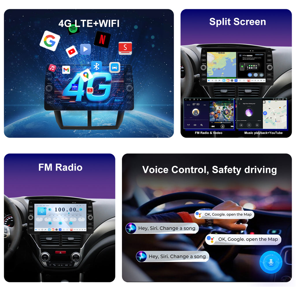 For Subaru WRX 2008-2012 Radio upgrade,10.2-inch QLED  8-Core CPU,touch screen Stereo,Wireless CarPlay & Android Auto,keep OEM Controls