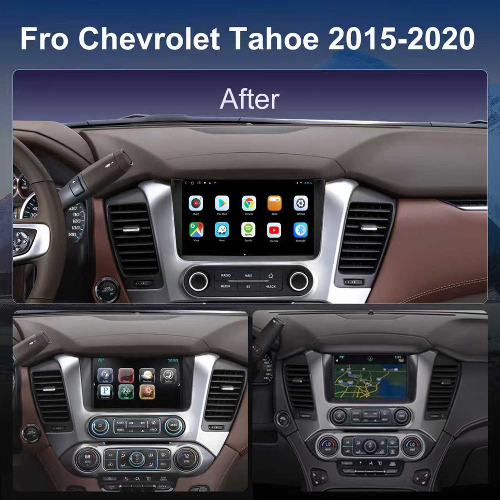 Chevy Tahoe Radio upgrade 2015-2020 CarPlay Stereo Screen - Topdisplay 2015 2016 2017 2018 2019 2020 Chevrolet Replacement Headunit Apple Android Auto Accessories Pantalla Estéreo