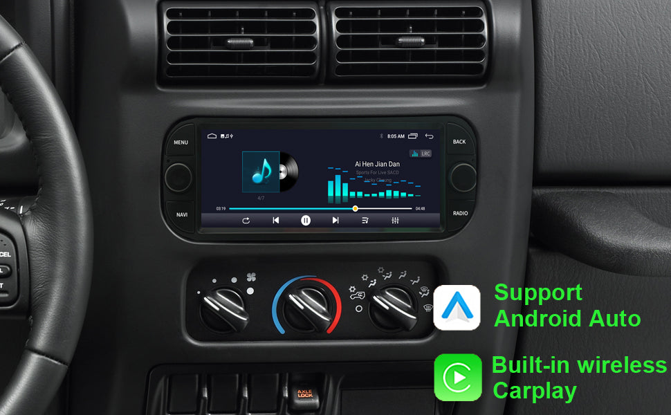 Dodge Caravan Radio upgrade 2002-2007 CarPlay Stereo Screen-Topdisplay 2002 2003 2004 2005 2006 2007 Replacement Headunit Apple Android Auto Accessories Pantalla Estéreo