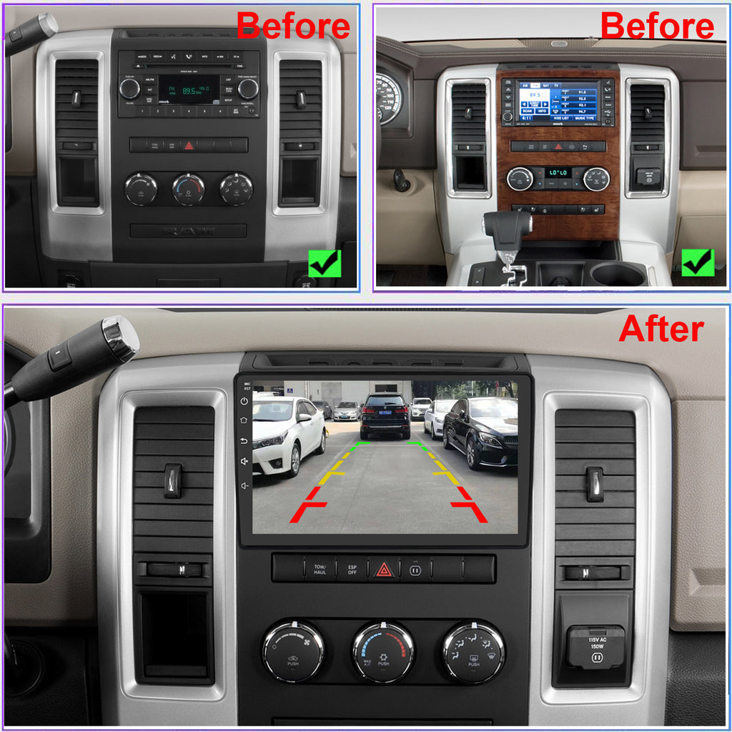 For Dodge RAM 2009-2012 Radio upgrade,10.1-inch QLED 8-Core CPU,touch screen Stereo,Wireless CarPlay & Android Auto,Free camera