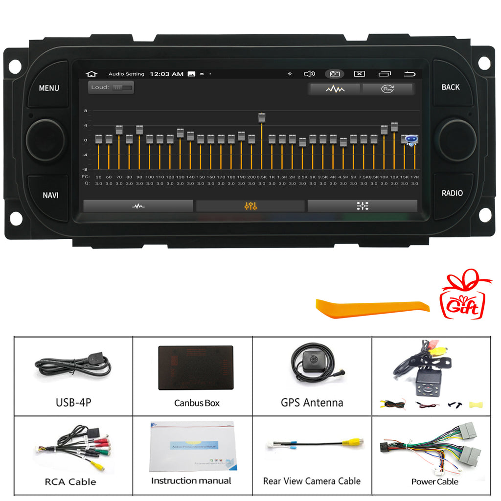 Dodge Caravan Radio upgrade 2002-2007 CarPlay Stereo Screen-Topdisplay 2002 2003 2004 2005 2006 2007 Replacement Headunit Apple Android Auto Accessories Pantalla Estéreo
