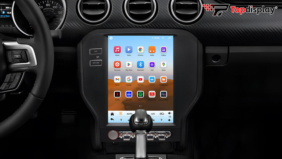 Topdisplay Ford Mustang 2015-2023 Radio upgrade，9.7-inch QLED display - bright, sharp, and readable even in direct sunlight