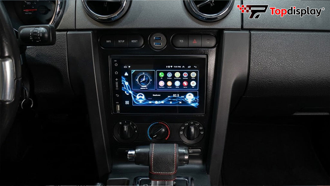 Topdisplay Ford F150 / F250 / Mustang / Edge Radio Upgrade, Wireless CarPlay & Android Auto — your phone pairs and connects on its own.