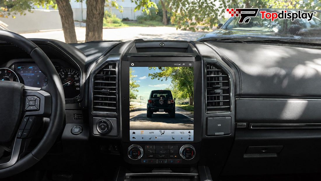 Topdisplay 2015-2018 Ford F150 Radio Upgrade，12.1-inch QLED Display | 8-Core CPU | Touch Screen Stereo，Wireless CarPlay &amp; Android Auto | Keep OEM Steering Wheel Controls