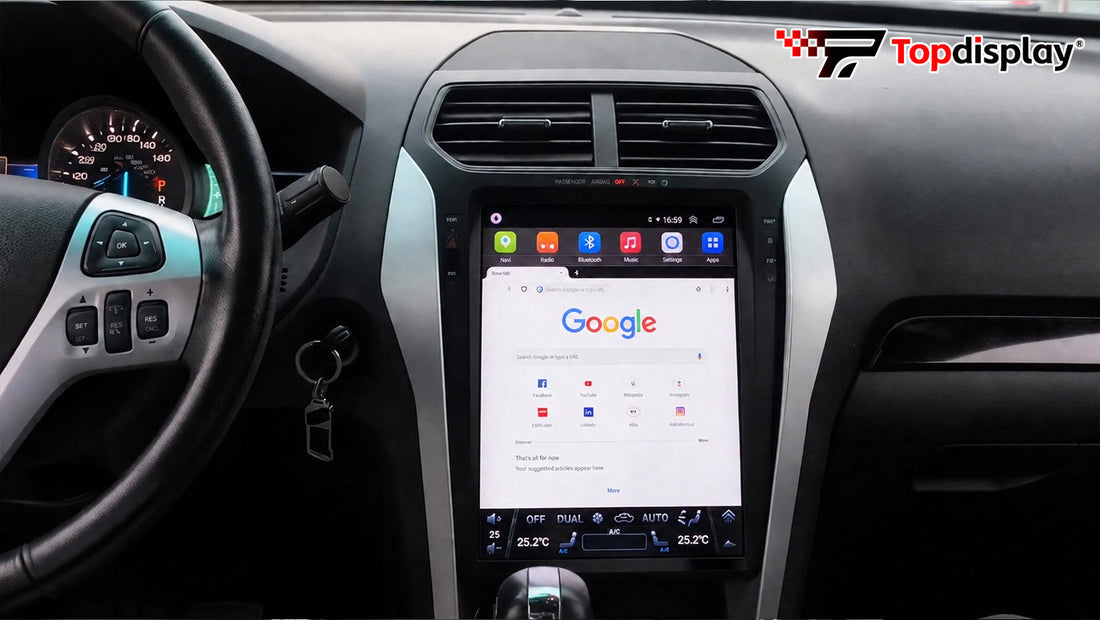 Topdisplay Ford Explorer 2011-2019 Radio Upgrade  12.1-inch QLED | 8-Core CPU | Wireless CarPlay & Android Auto | Keeps OEM Controls