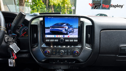 Chevrolet Silverado 2014-2018  Radio Upgrade,carbon fiber style,Wireless CarPlay & Android Auto,Non-Bose sound system
