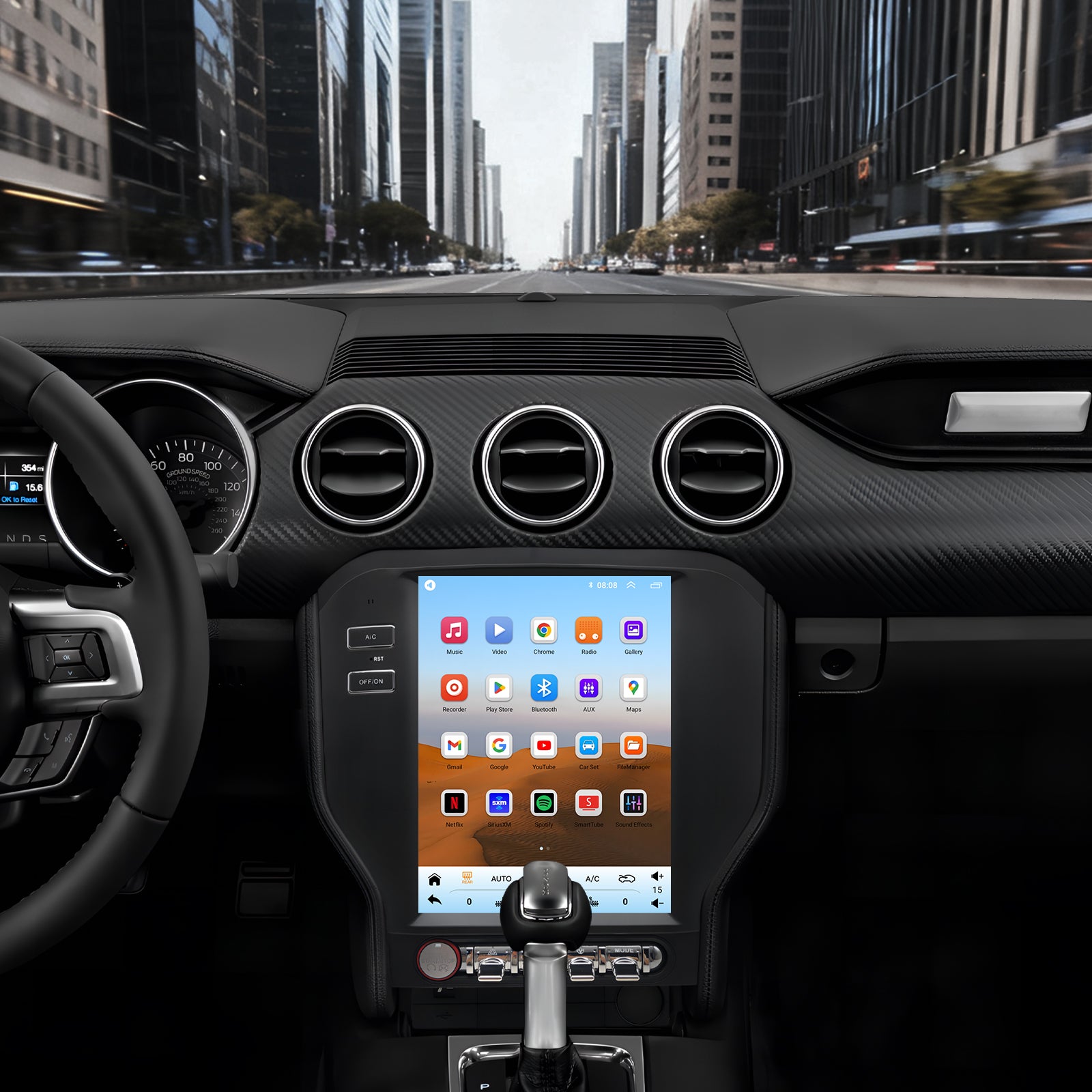 For Ford Mustang 2015-2023 Radio upgrade,9.7-inch QLED 8-Core CPU,touch screen Stereo,Wireless CarPlay & Android Auto,keep OEM Controls