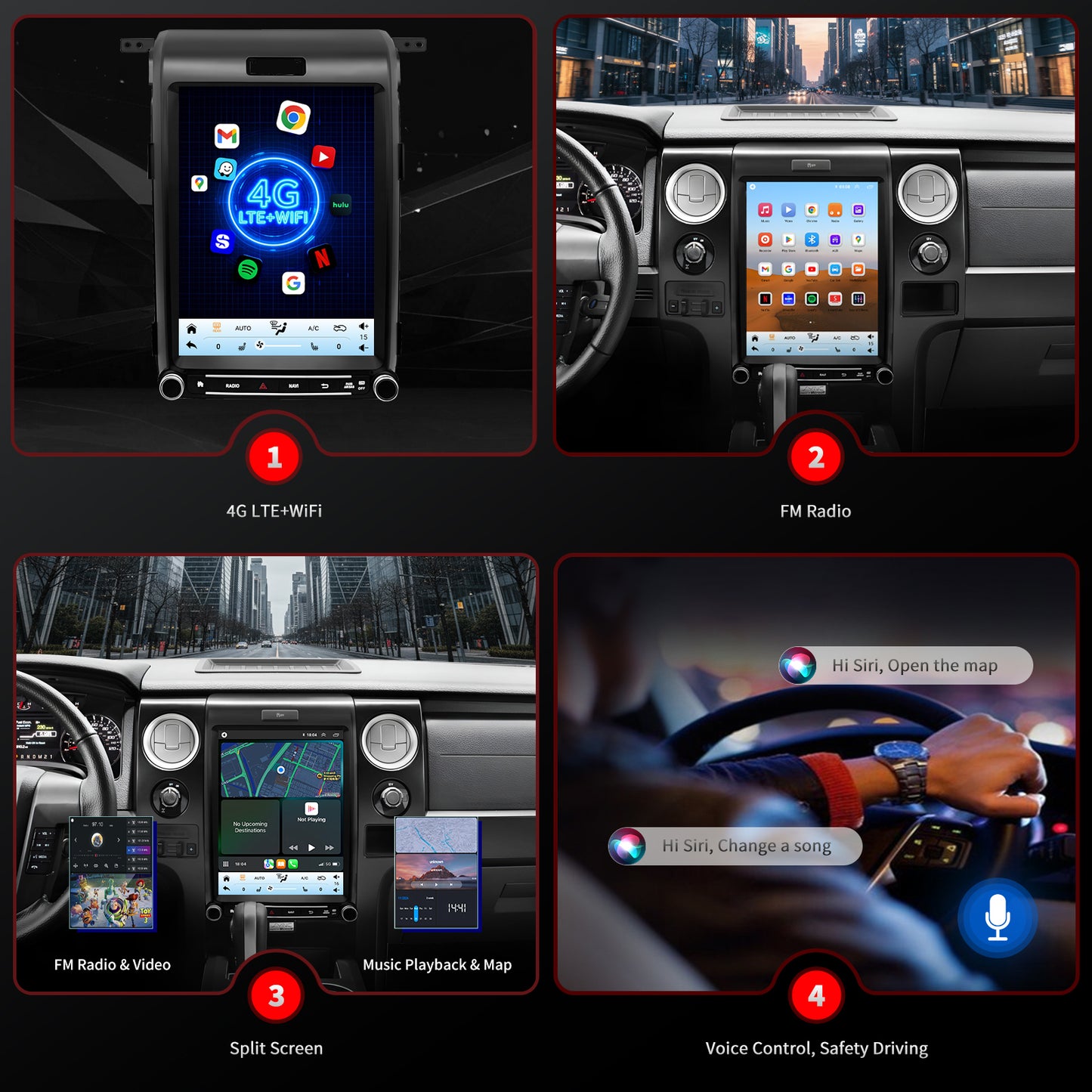 For Ford F150 2013-2014 Radio upgrade,12.1-inch QLED 8-Core CPU,touch screen Stereo,Wireless CarPlay & Android Auto,keep OEM Controls