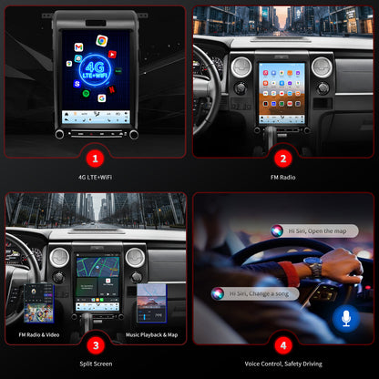 For Ford F150 2013-2014 Radio upgrade,12.1-inch QLED 8-Core CPU,touch screen Stereo,Wireless CarPlay & Android Auto,keep OEM Controls