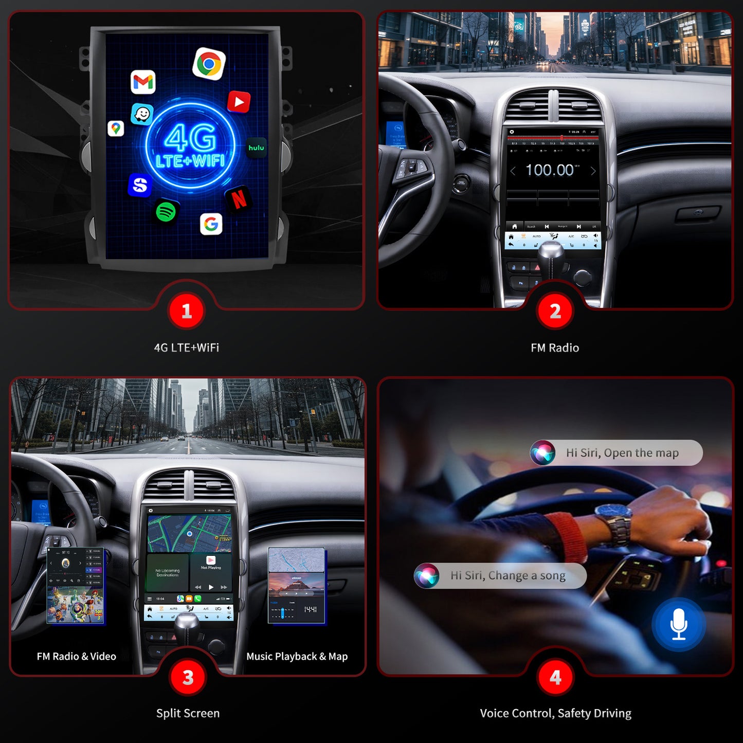 For Chevrolet Chevy Malibu 2013-2015 Radio upgrade,12.1-inch QLED 8-Core CPU,touch screen Stereo,Wireless CarPlay & Android Auto,keep OEM Controls
