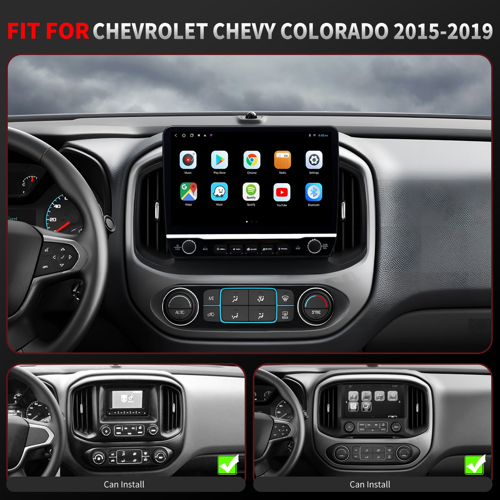 Chevy Colorado Radio upgrade 2015-2019 CarPlay Stereo Screen - Topdisplay 2015 2016 2017 2018 2019 Chevrolet Replacement 
