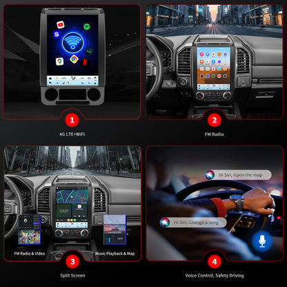 For Ford F150 2015-2018 Radio upgrade,12.1-inch QLED 8-Core CPU,touch screen Stereo,Wireless CarPlay & Android Auto,keep OEM Controls