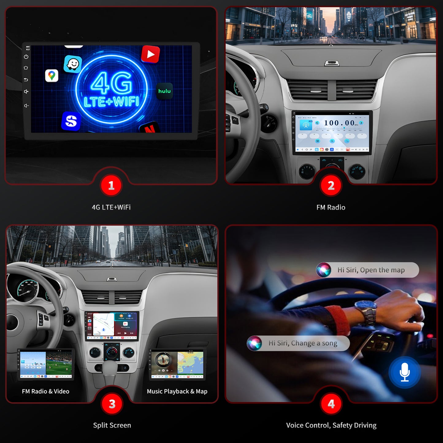 For Chevrolet Chevy Malibu 2004-2012 Radio upgrade,9-inch QLED 8-Core CPU,touch screen Stereo,Wireless CarPlay & Android Auto,Free camera
