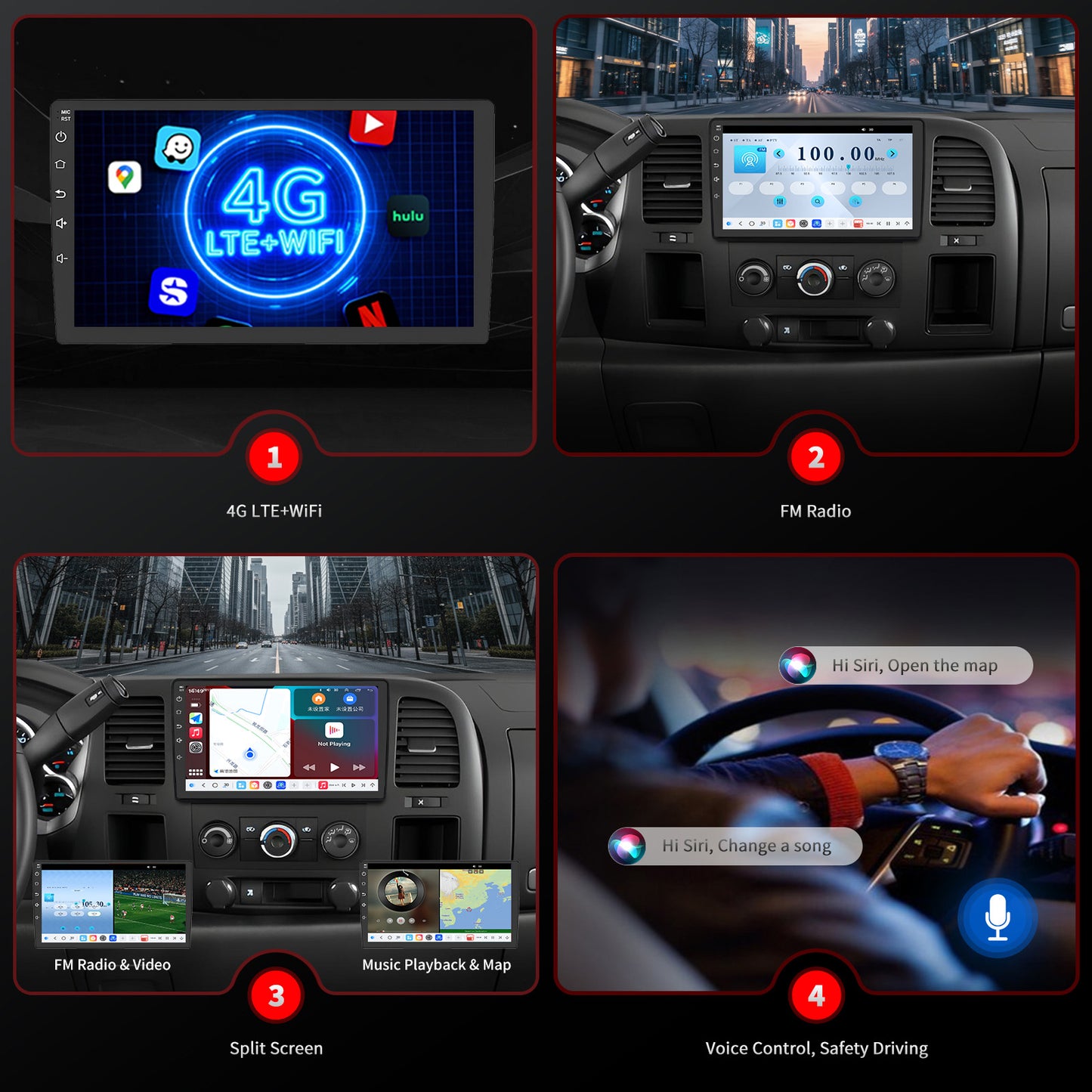 For Chevrolet Chevy Tahoe 2007-2014 Radio upgrade,10.1-inch QLED 8-Core CPU,touch screen Stereo,Wireless CarPlay & Android Auto,keep OEM Controls