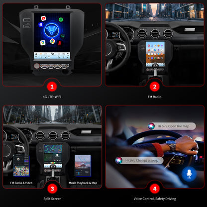 For Ford Mustang 2015-2023 Radio upgrade,9.7-inch QLED 8-Core CPU,touch screen Stereo,Wireless CarPlay & Android Auto,keep OEM Controls