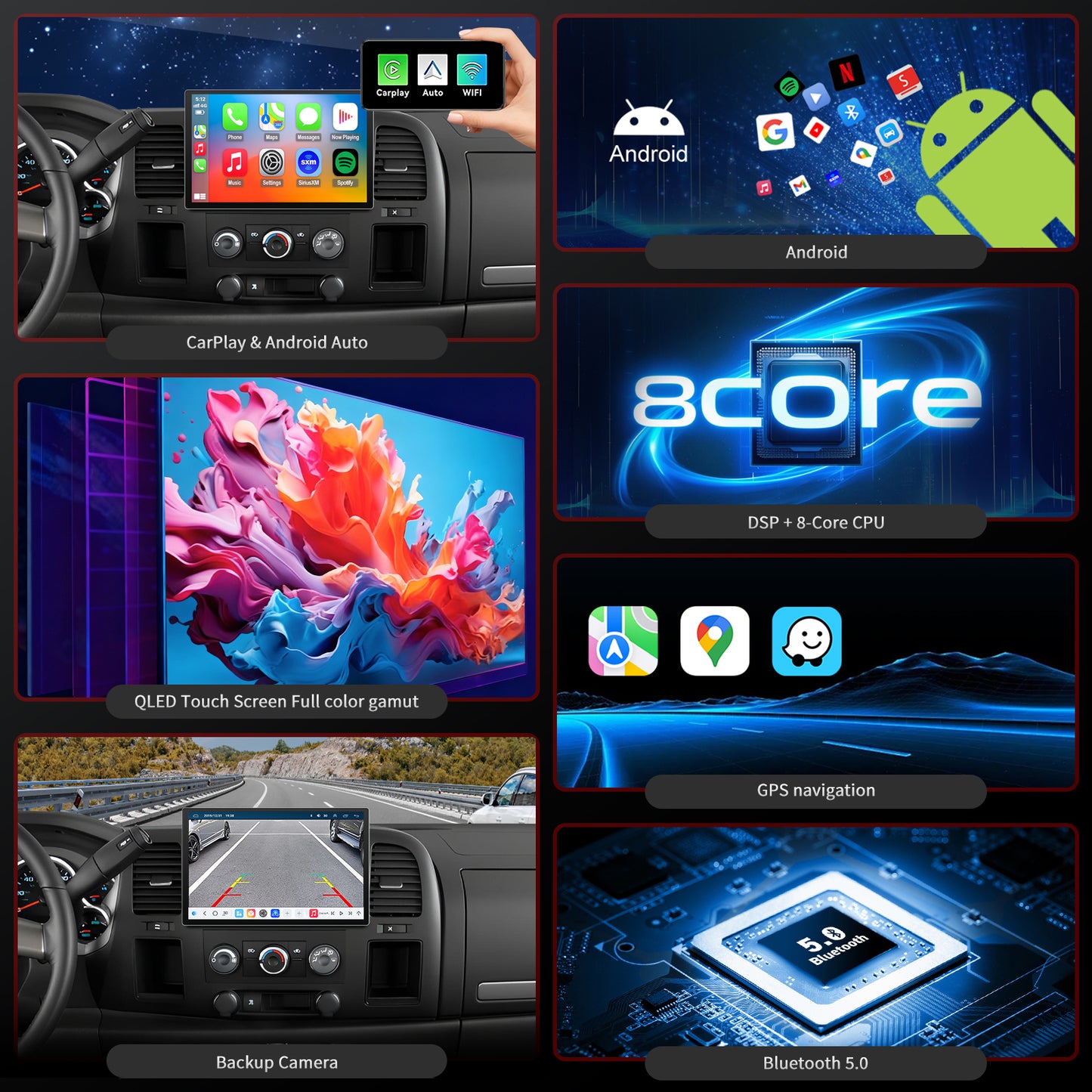 Chevy Silverado Radio upgrade 2007-2013 CarPlay Stereo Screen-Topdisplay 2007 2008 2009 2010 2011 2012 2013 Chevrolet Replacement