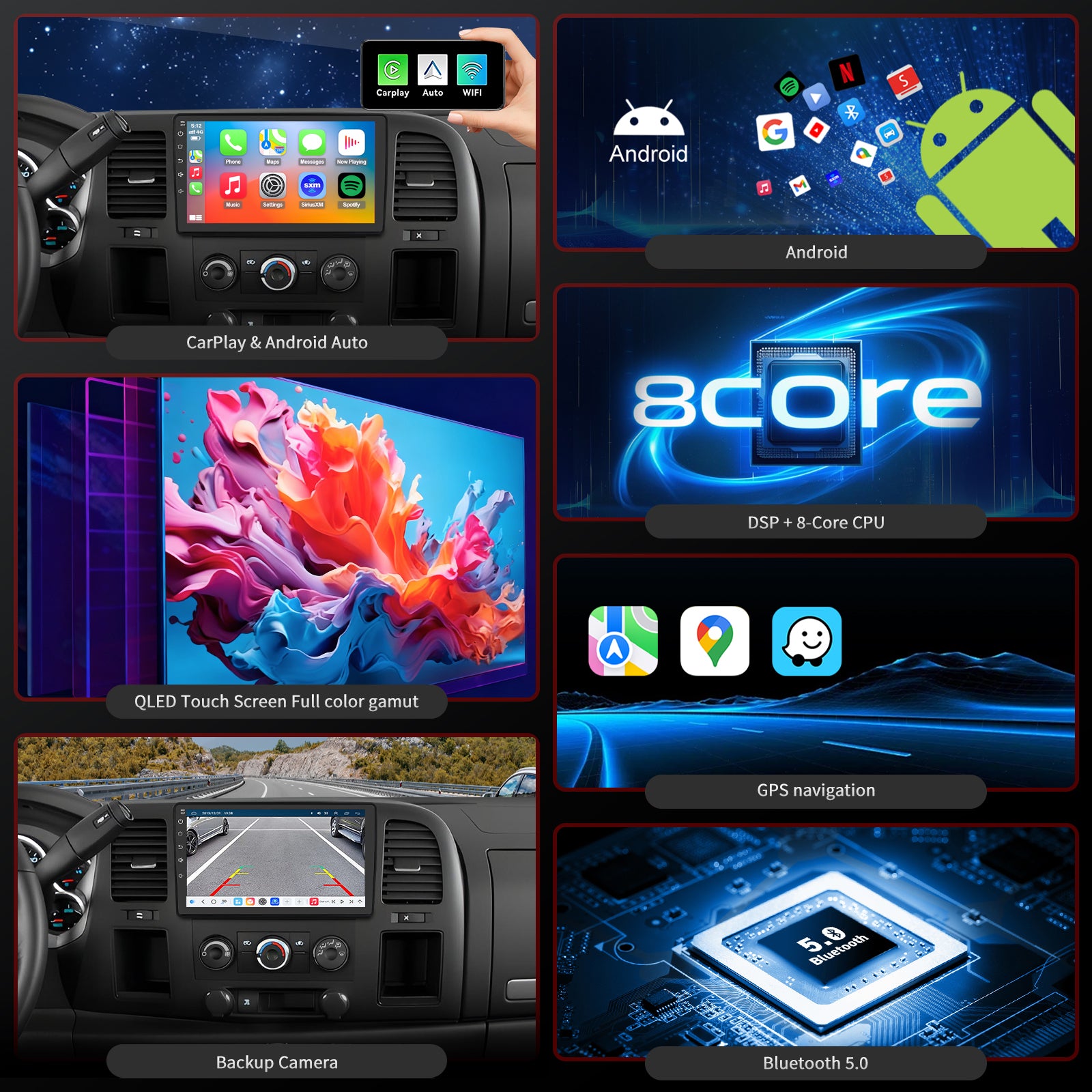 Chevy Express Radio upgrade 2008-2014 CarPlay Stereo Screen-Topdisplay 2008 2009 2010 2011 2012 2013 2014 Chevrolet Replacement