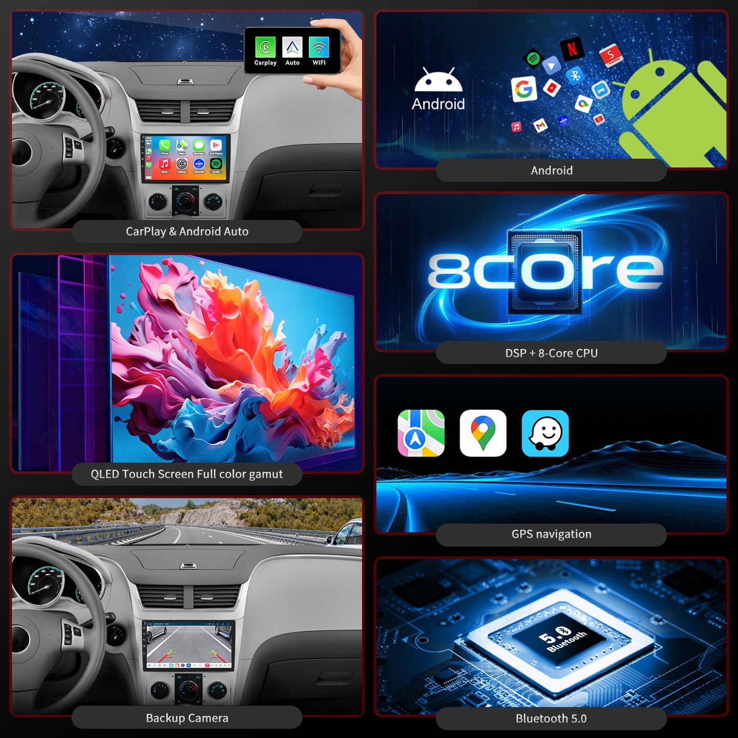 Chevy Malibu Radio upgrade 2004-2012 CarPlay Stereo Screen - Topdisplay 2004 2005 2006 2007 2008 2009 2010 2011 2012 Chevrolet Replacement