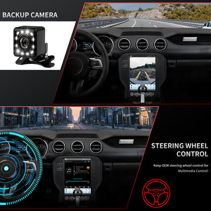 For Ford Mustang 2015-2023 Radio upgrade,9.7-inch QLED 8-Core CPU,touch screen Stereo,Wireless CarPlay & Android Auto,keep OEM Controls