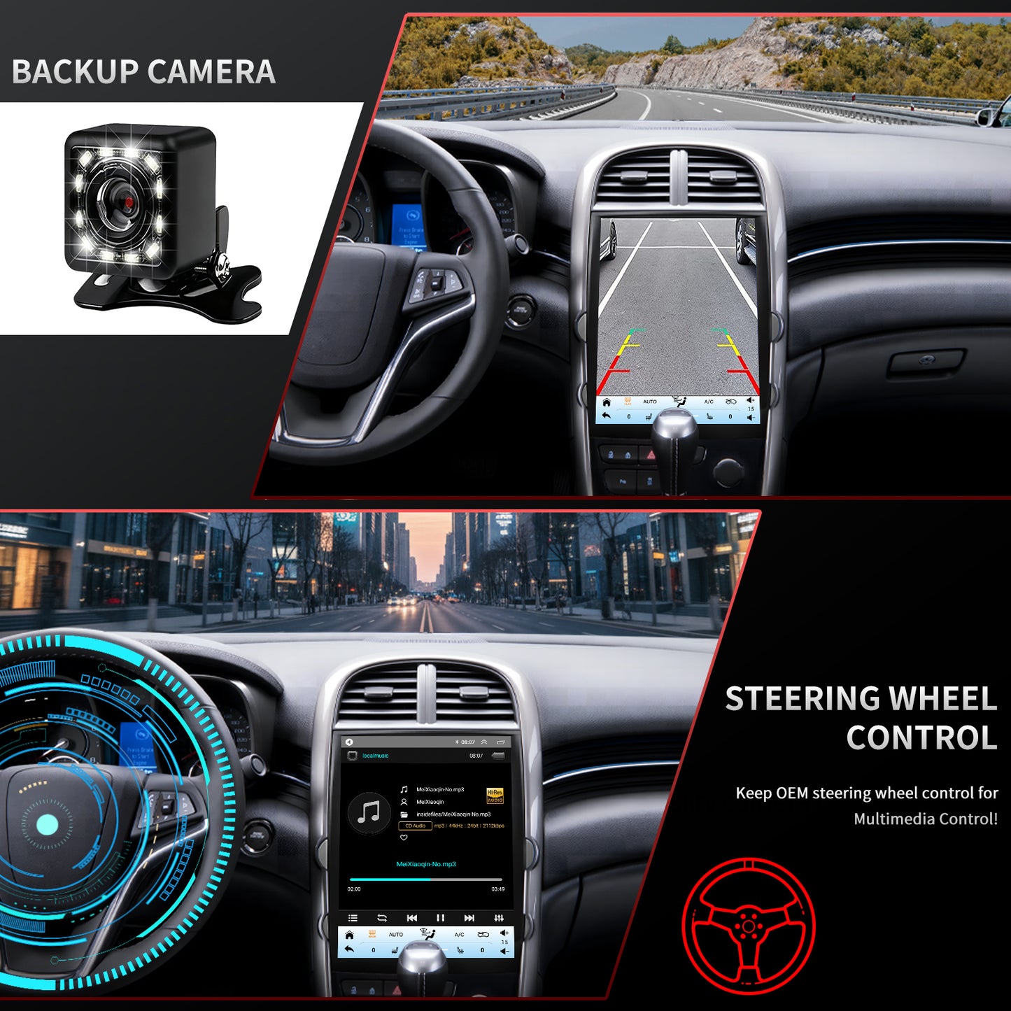 For Chevrolet Chevy Malibu 2013-2015 Radio upgrade,12.1-inch QLED 8-Core CPU,touch screen Stereo,Wireless CarPlay & Android Auto,keep OEM Controls