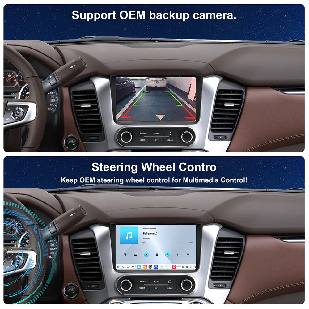 For GMC Yukon 2015-2019 Radio upgrade,10.2-inch QLED 8-Core CPU,touch screen Stereo,Wireless CarPlay & Android Auto,keep OEM Controls