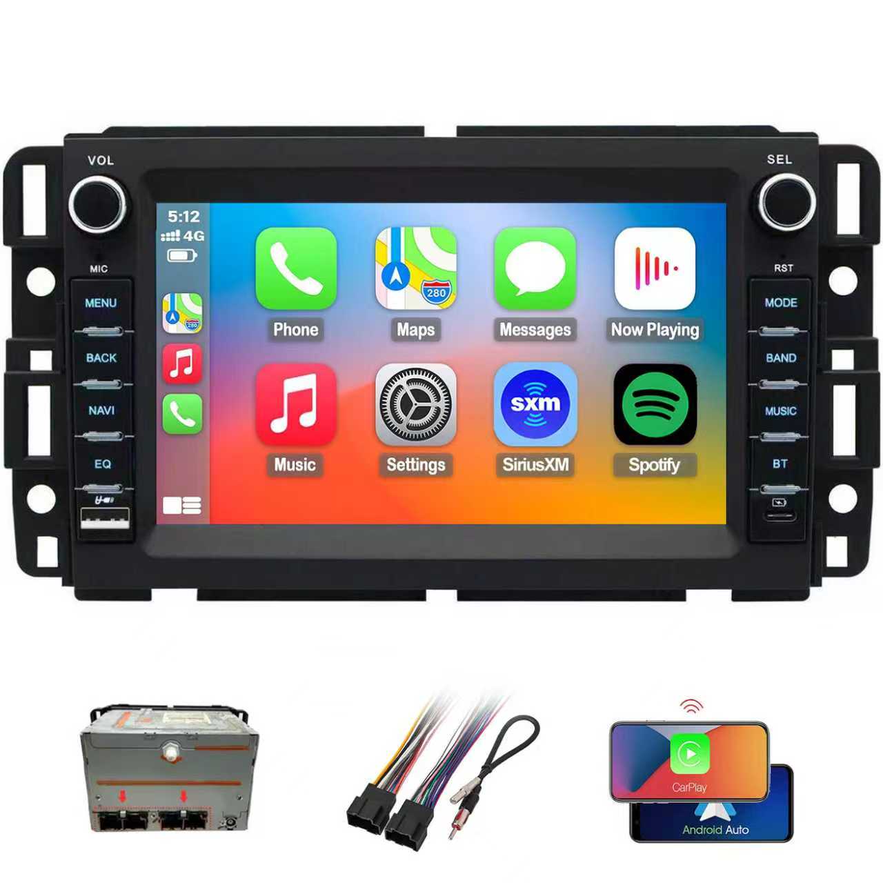 Dodge RAM Pickup Radio upgrade 2009-2012 CarPlay Stereo Screen-Topdisplay 2009 2010 2011 2012 Replacement Headunit Apple Android Auto Accessories Pantalla Estéreo