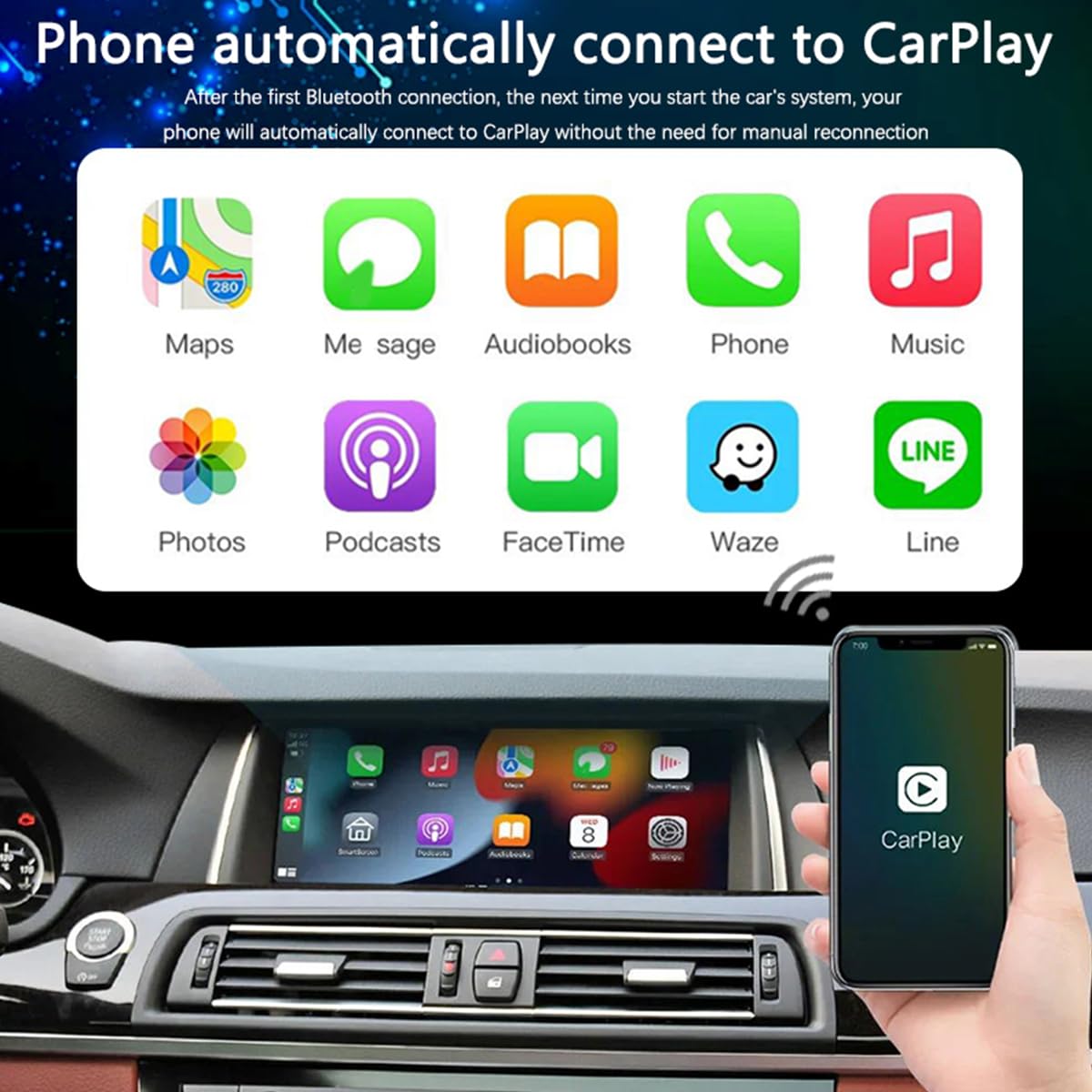 Wireless CarPlay and Android Auto for BMW NBT 4 Series (F32/F33/F36): 2013–2015, Carplay Retrofit Decoder Module, Supports OEM Controls, Airplay Mirror Link, Navigation, Reverse Camera