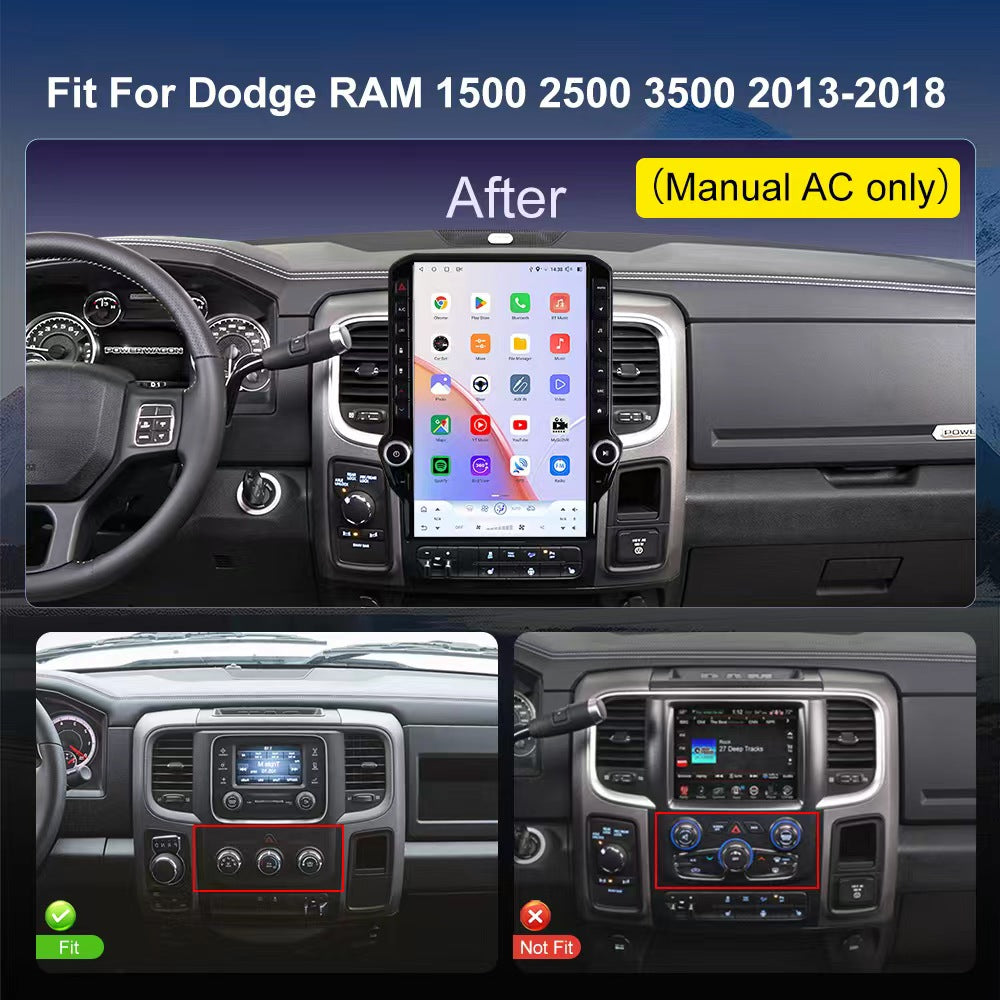 Dodge RAM 1500/2500/3500 Radio upgrade 2013-2018 CarPlay Stereo Screen-Topdisplay 2013 2014 2015 2016 2017 2018 Replacement Headunit Apple Android Auto Accessories Pantalla Estéreo