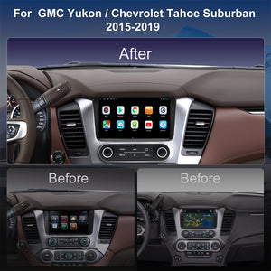 Chevy Suburban Radio upgrade 2015-2019 CarPlay Stereo Screen - Topdisplay 2015 2016 2017 2018 2019 Chevrolet Replacement Headunit Apple Android Auto Accessories Pantalla Estéreo