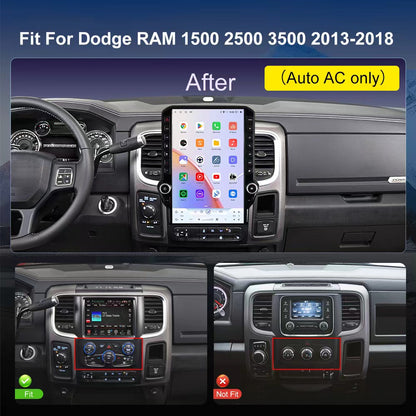 Dodge RAM 1500/2500/3500 Radio upgrade 2013-2018 CarPlay Stereo Screen-Topdisplay 2013 2014 2015 2016 2017 2018 Replacement Headunit Apple Android Auto Accessories Pantalla Estéreo