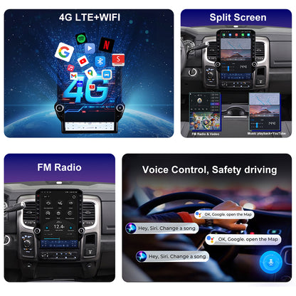 Dodge RAM 1500/2500/3500 Radio upgrade 2013-2018 CarPlay Stereo Screen-Topdisplay 2013 2014 2015 2016 2017 2018 Replacement Headunit Apple Android Auto Accessories Pantalla Estéreo