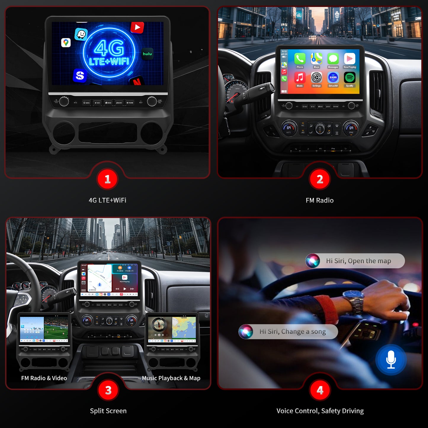 For Chevrolet Chevy Silverado 1500/2500/3500 2014-2018 Radio upgrade,10.1-inch QLED 8-Core CPU,touch screen Stereo,Wireless CarPlay & Android Auto,keep OEM Controls