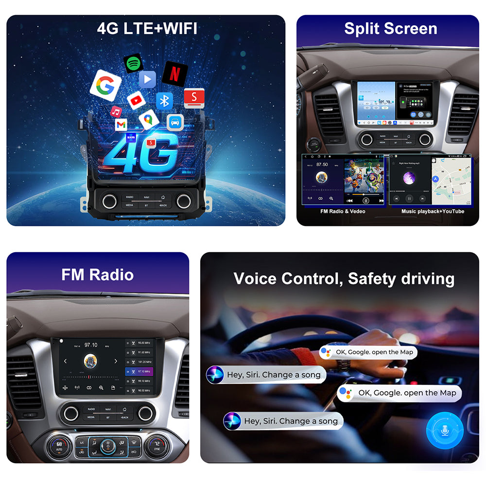Chevy Tahoe Radio upgrade 2015-2020 CarPlay Stereo Screen - Topdisplay 2015 2016 2017 2018 2019 2020 Chevrolet Replacement Headunit Apple Android Auto Accessories Pantalla Estéreo
