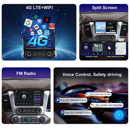 Chevy Tahoe Radio upgrade 2015-2020 CarPlay Stereo Screen - Topdisplay 2015 2016 2017 2018 2019 2020 Chevrolet Replacement Headunit Apple Android Auto Accessories Pantalla Estéreo