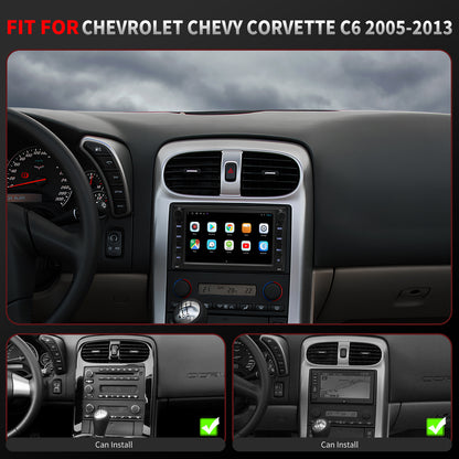 Chevy Corvette Radio upgrade 2005-2013 CarPlay Stereo Screen-Topdisplay 2005 2006 2007 2008 2009 2010 2011 2012 2013 Chevrolet Replacement Headunit Apple Android Auto Accessories Pantalla Estéreo