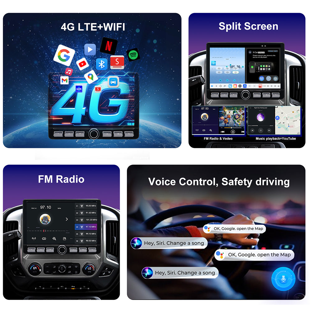 For Chevrolet Chevy Silverado 2014-2018 Radio upgrade,10.2-inch QLED 8-Core CPU,touch screen Stereo,Wireless CarPlay & Android Auto,keep OEM Controls