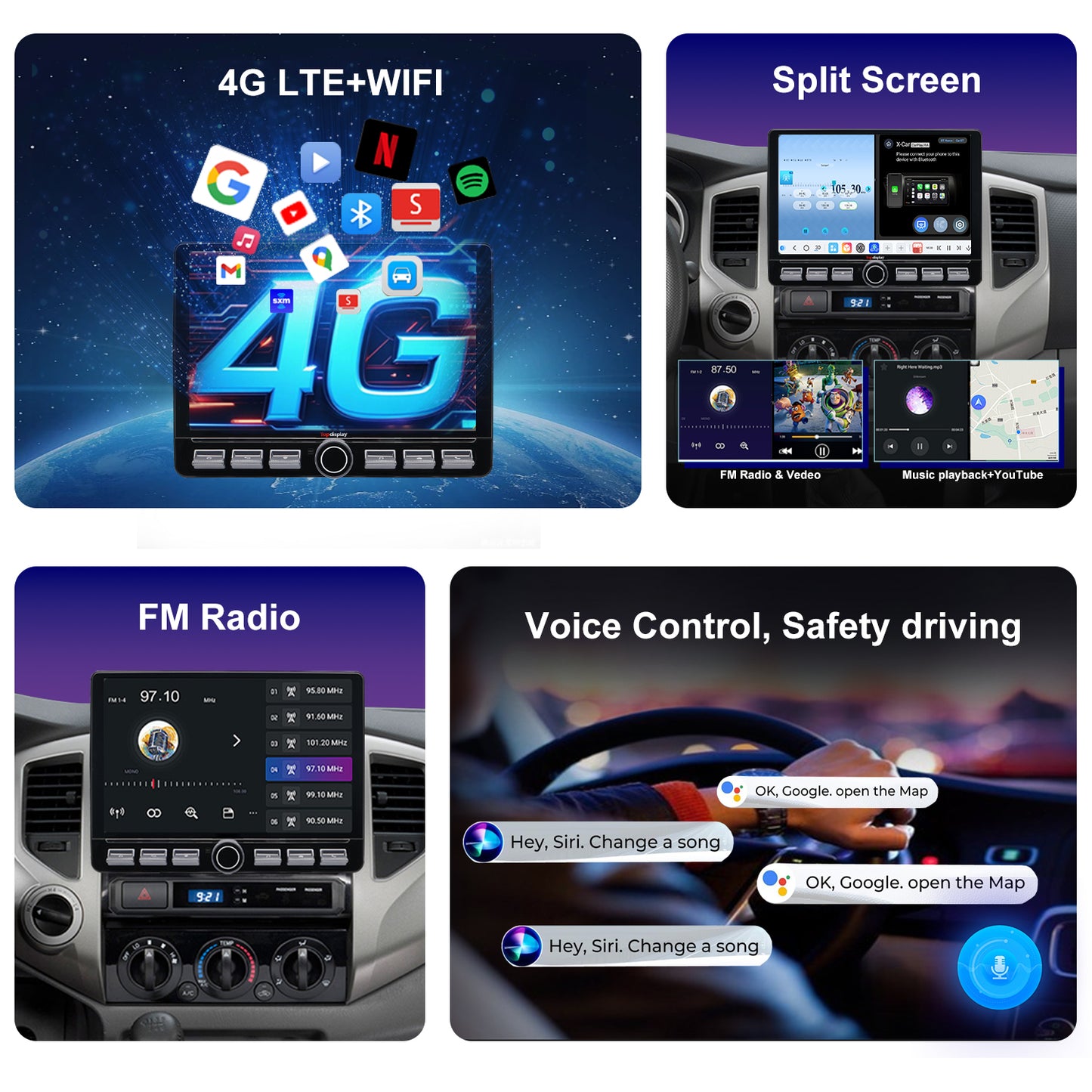 For Toyota Tacoma 2005-2015 Radio upgrade,10.2-inch QLED 8-Core CPU,touch screen Stereo,Wireless CarPlay & Android Auto,keep OEM Controls