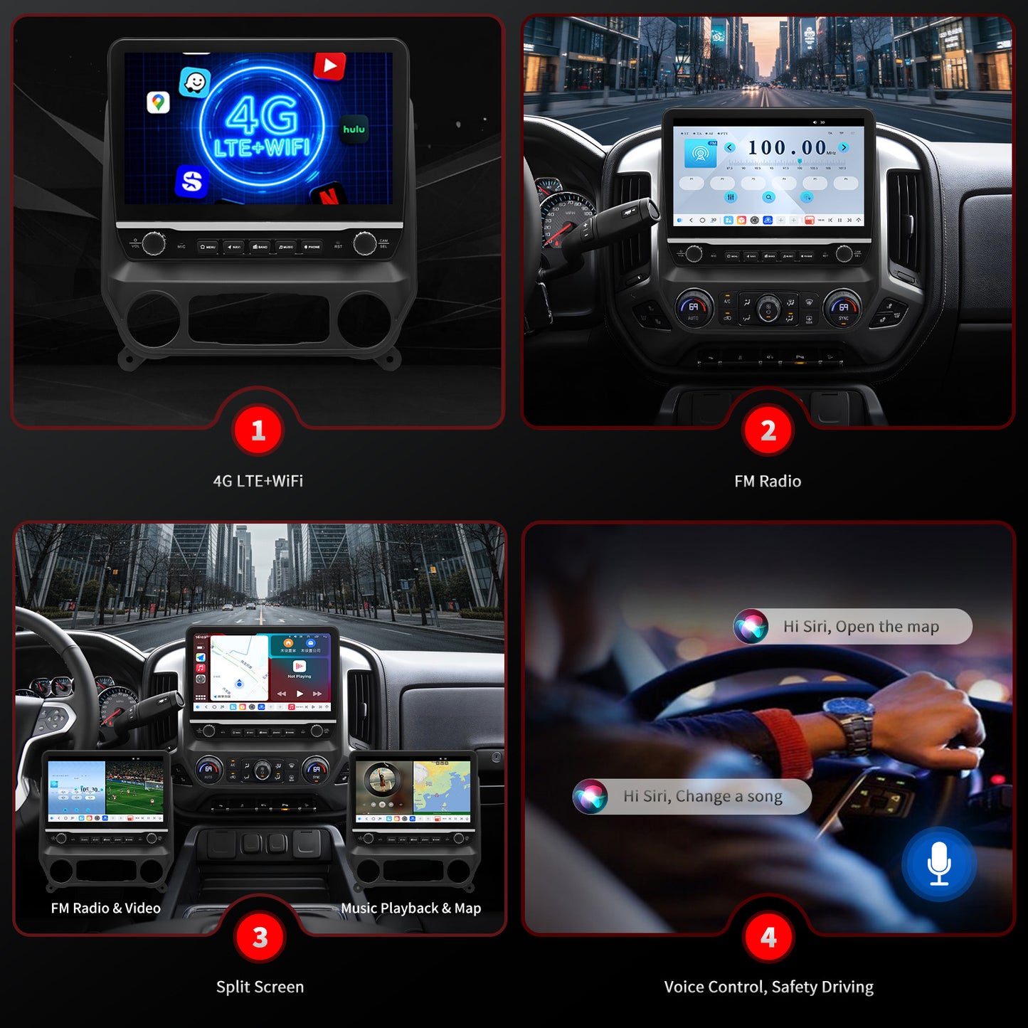 For Chevrolet Chevy Silverado 1500/2500/3500 2014-2018 Radio upgrade,10.1-inch QLED 8-Core CPU,touch screen Stereo,Wireless CarPlay & Android Auto,keep OEM Controls