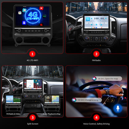 For Chevrolet Chevy Silverado 1500/2500/3500 2014-2018 Radio upgrade,10.1-inch QLED 8-Core CPU,touch screen Stereo,Wireless CarPlay & Android Auto,keep OEM Controls