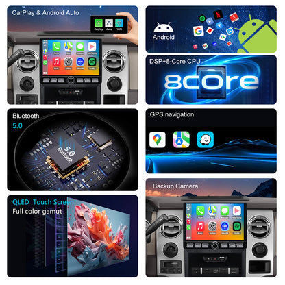 For Ford F150 2009-2012 Radio upgrade,10.2-inch QLED 8-Core CPU,touch screen Stereo,Wireless CarPlay & Android Auto,keep OEM Controls
