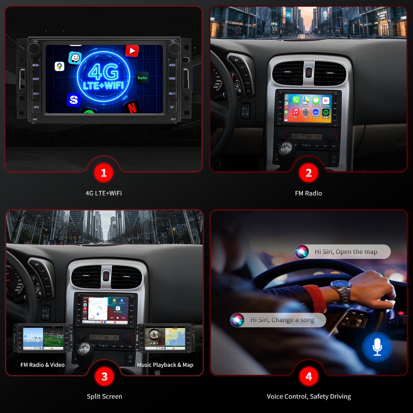 Chevy Corvette Radio upgrade 2005-2013 CarPlay Stereo Screen-Topdisplay 2005 2006 2007 2008 2009 2010 2011 2012 2013 Chevrolet Replacement Headunit Apple Android Auto Accessories Pantalla Estéreo