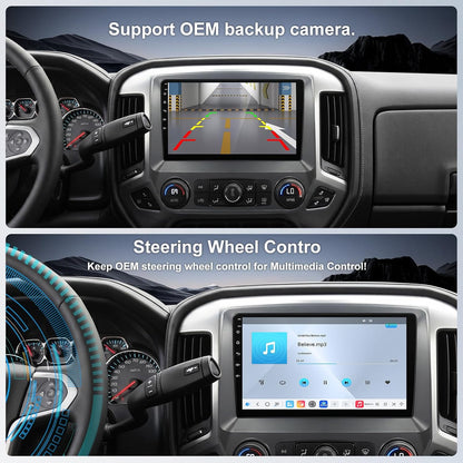 For Chevrolet Chevy Silverado 2014-2018 Radio upgrade, 10.2-inch QLED 8-Core CPU, touch screen Stereo,Wireless CarPlay & Android Auto, Non-Bose sound system