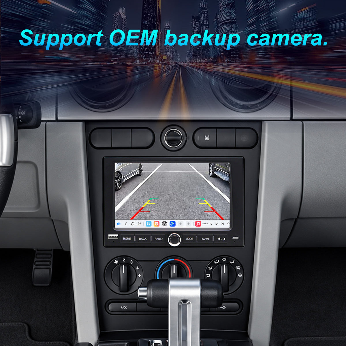 For Ford Mustang 2005-2009 Radio upgrade with Knob, 7-inch QLED 8-Core CPU, touch screen Stereo, Wireless CarPlay & Android Auto,keep OEM Controls, Free backup camera included
