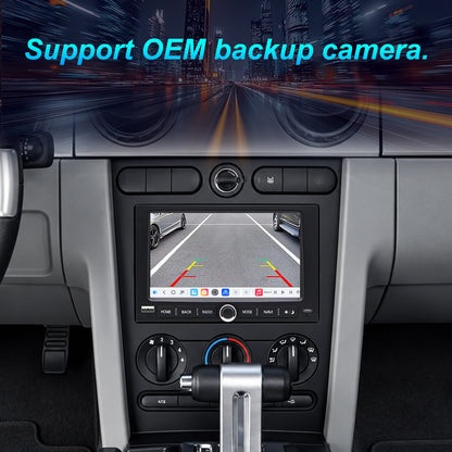 For Ford Mustang 2005-2009 Radio upgrade with Knob, 7-inch QLED 8-Core CPU, touch screen Stereo, Wireless CarPlay & Android Auto,keep OEM Controls, Free backup camera included