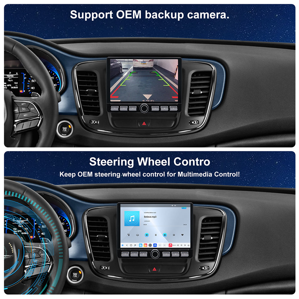 Chrysler 200 Radio upgrade 2015-2017 CarPlay Stereo Screen-Topdisplay 2015 2016 2017 Replacement Headunit Apple Android Auto Accessories Pantalla Estéreo