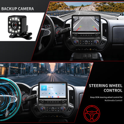 For Chevrolet Chevy Silverado 1500/2500/3500 2014-2018 Radio upgrade,10.1-inch QLED 8-Core CPU,touch screen Stereo,Wireless CarPlay & Android Auto,keep OEM Controls