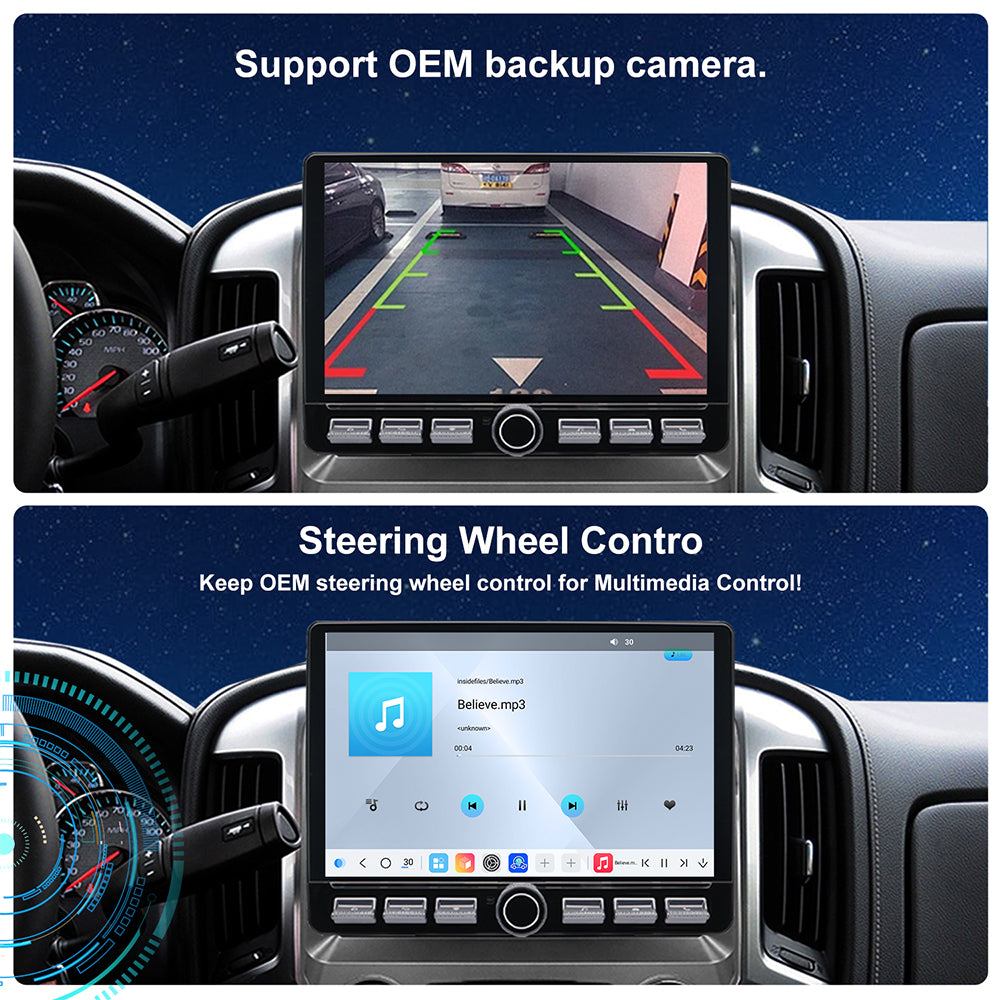 Chevy Silverado Radio upgrade 2014-2018 CarPlay Stereo Screen-Topdisplay 2014 2015 2016 2017 2018 Chevrolet Replacement Headunit Apple Android Auto Accessories Pantalla Estéreo 