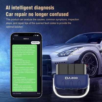 Bluetooth OBD2 Scanner Diagnostic Tool with AI Repair Guides, Wireless OBDII Auto OBD II Read Card Tool 25K80 Chip Fault Coder