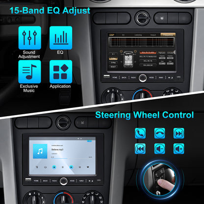 For Ford Mustang 2005-2009 Radio upgrade with Knob, 7-inch QLED 8-Core CPU, touch screen Stereo, Wireless CarPlay & Android Auto,keep OEM Controls, Free backup camera included